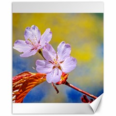 Sakura Flowers On Yellow Canvas 16  X 20   by FunnyCow