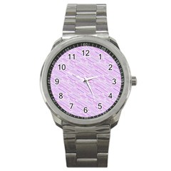 Silly Stripes Lilac Sport Metal Watch by snowwhitegirl