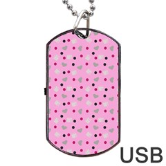 Pink Milk Hearts Dog Tag Usb Flash (one Side) by snowwhitegirl