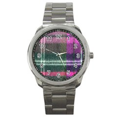 Pink Plaid Flannel Sport Metal Watch by snowwhitegirl
