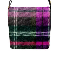 Pink Plaid Flannel Flap Messenger Bag (l)  by snowwhitegirl
