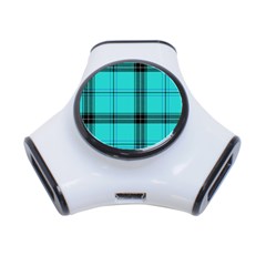 Aqua Plaid 3-port Usb Hub by snowwhitegirl