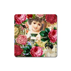 Little Girl Victorian Collage Square Magnet by snowwhitegirl