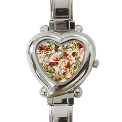 Fruit Blossom Pink Heart Italian Charm Watch by snowwhitegirl