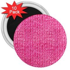 Knitted Wool Bright Pink 3  Magnets (10 Pack)  by snowwhitegirl