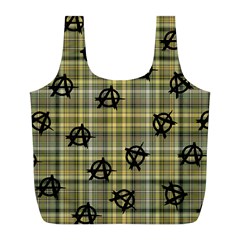 Yellow Plaid Anarchy Full Print Recycle Bag (l) by snowwhitegirl