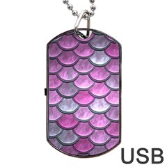 Pink Mermaid Scale Dog Tag Usb Flash (one Side) by snowwhitegirl