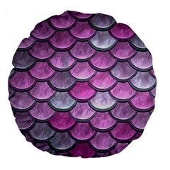 Pink Mermaid Scale Large 18  Premium Round Cushions by snowwhitegirl