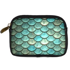 Aqua Mermaid Scale Digital Camera Leather Case by snowwhitegirl