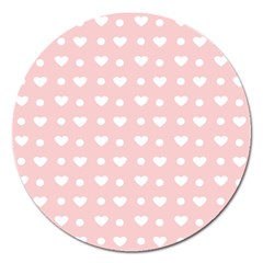 Hearts Dots Pink Magnet 5  (round) by snowwhitegirl