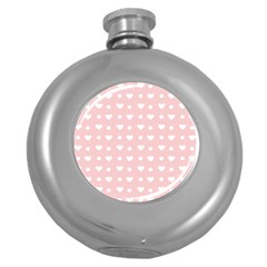 Hearts Dots Pink Round Hip Flask (5 Oz) by snowwhitegirl
