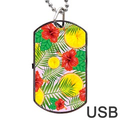 Orange Tropics Pink Dog Tag Usb Flash (one Side) by snowwhitegirl