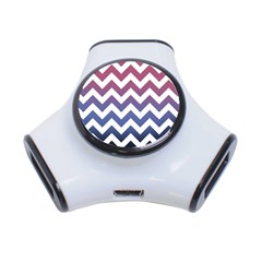 Pink Blue Black Ombre Chevron 3-port Usb Hub by snowwhitegirl
