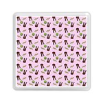 School Girl Pattern Pink Memory Card Reader (Square) Front