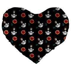 Girl With Dress Black Large 19  Premium Flano Heart Shape Cushions by snowwhitegirl