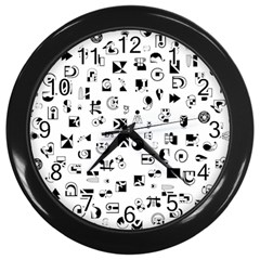 Black Abstract Symbols Wall Clock (black) by FunnyCow