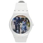 Couple On Bicycle Round Plastic Sport Watch (M) Front