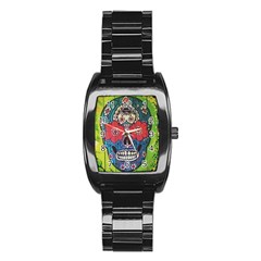 Mexican Skull Stainless Steel Barrel Watch by alllovelyideas