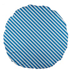 Oktoberfest Bavarian Blue And White Small Candy Cane Stripes Large 18  Premium Flano Round Cushions by PodArtist