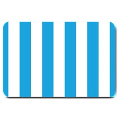 Oktoberfest Bavarian Blue And White Large Cabana Stripes Large Doormat  by PodArtist