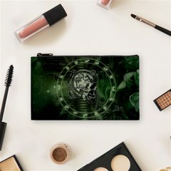 Awesome Creepy Mechanical Skull Cosmetic Bag (small) by FantasyWorld7