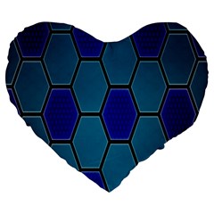 Hexagon Background Geometric Mosaic Large 19  Premium Heart Shape Cushions by Sapixe