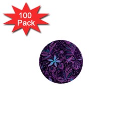 Stamping Pattern Leaves Drawing 1  Mini Buttons (100 Pack)  by Sapixe