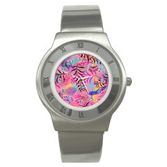 Illustration Reason Leaves Design Stainless Steel Watch by Sapixe