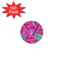 Leaves Tropical Reason Stamping 1  Mini Buttons (100 Pack)  by Sapixe