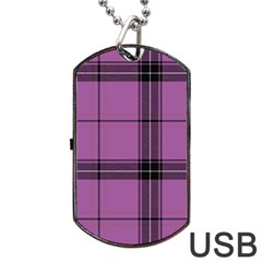 Lilac Plaid Dog Tag Usb Flash (one Side) by snowwhitegirl