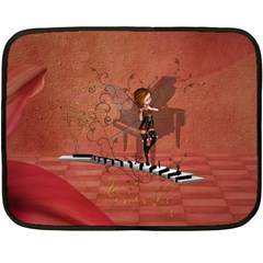 Cute Fairy Dancing On A Piano Double Sided Fleece Blanket (mini)  by FantasyWorld7