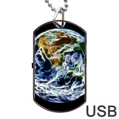 Spherical Science Fractal Planet Dog Tag Usb Flash (one Side) by Nexatart