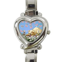 Cat And Butterflies Heart Italian Charm Watch by snowwhitegirl