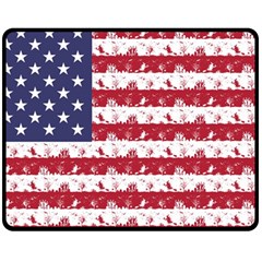 Usa Flag Halloween Holiday Nightmare Stripes Fleece Blanket (medium)  by PodArtist