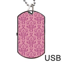 Victorian Pink Ornamental Dog Tag Usb Flash (two Sides) by snowwhitegirl