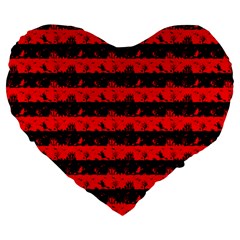 Red Devil And Black Halloween Nightmare Stripes  Large 19  Premium Heart Shape Cushions by PodArtist