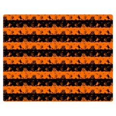 Dark Pumpkin Orange And Black Halloween Nightmare Stripes  Double Sided Flano Blanket (medium)  by PodArtist