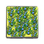 Blue Luminescent Roses Yellow Memory Card Reader (Square 5 Slot) Front