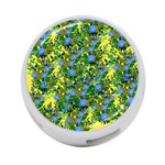 Blue Luminescent Roses Yellow 4-Port USB Hub (One Side) Front
