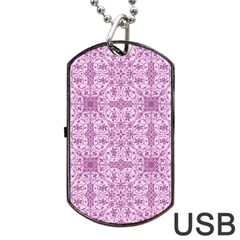 Ornamental Pink Dog Tag Usb Flash (one Side) by snowwhitegirl