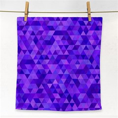 Purple Triangle Purple Background Face Towel by Sapixe