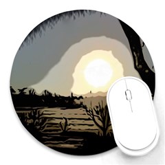 Sunrise Over The Plains Round Mousepads by DeneWestUK