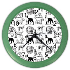 Dog Pattern White Color Wall Clock by snowwhitegirl