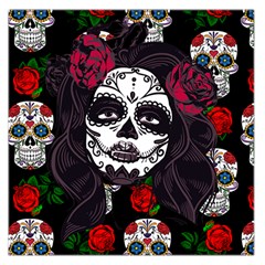 Mexican Skull Lady Large Satin Scarf (square) by snowwhitegirl