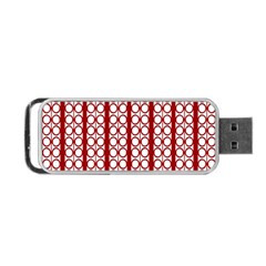 Circles Lines Red White Pattern Portable Usb Flash (one Side) by BrightVibesDesign