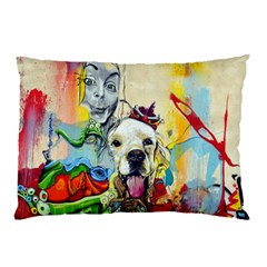 Wall Girl Dog Graphite Street Art Pillow Case by Simbadda