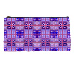 Mod Purple Pink Orange Squares Pattern Pencil Cases by BrightVibesDesign
