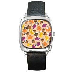 Acorn Pattern Square Metal Watch by Hansue