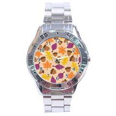 Acorn Pattern Stainless Steel Analogue Watch by Hansue