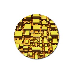 Cubes Grid Geometric 3d Square Rubber Coaster (round)  by Nexatart